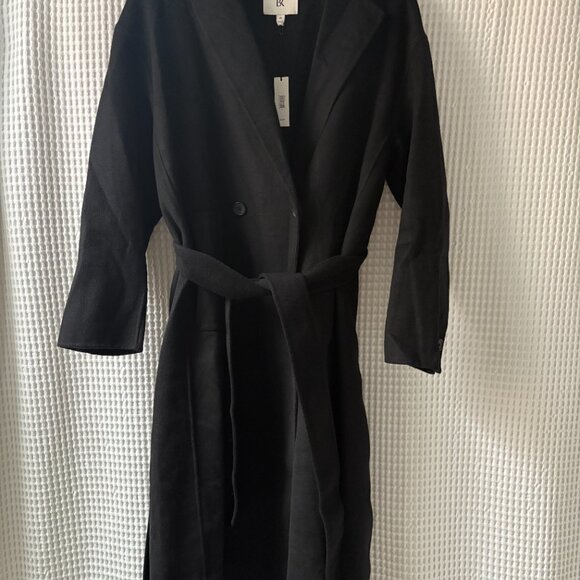 Banana Republic NEW double faced belted wrap coat recycled wool blend women's M - Picture 6 of 8
